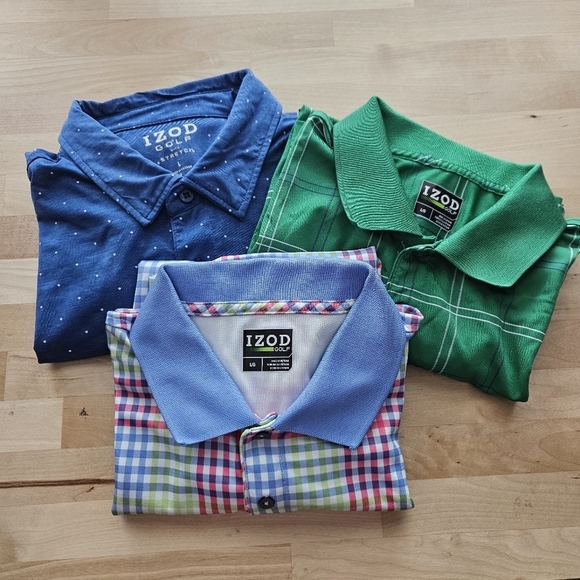 Bundle of Three Izod Golf Shirts Sz Large - Picture 1 of 16